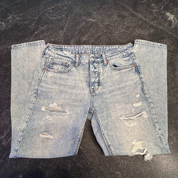 American Eagle Tomgirl Ripped Light Wash Jeans, 4 Short - Picture 1 of 5
